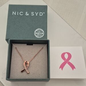 Nic & Syd Rose Gold Breast Cancer Awareness Necklace with Swarovski Crystals